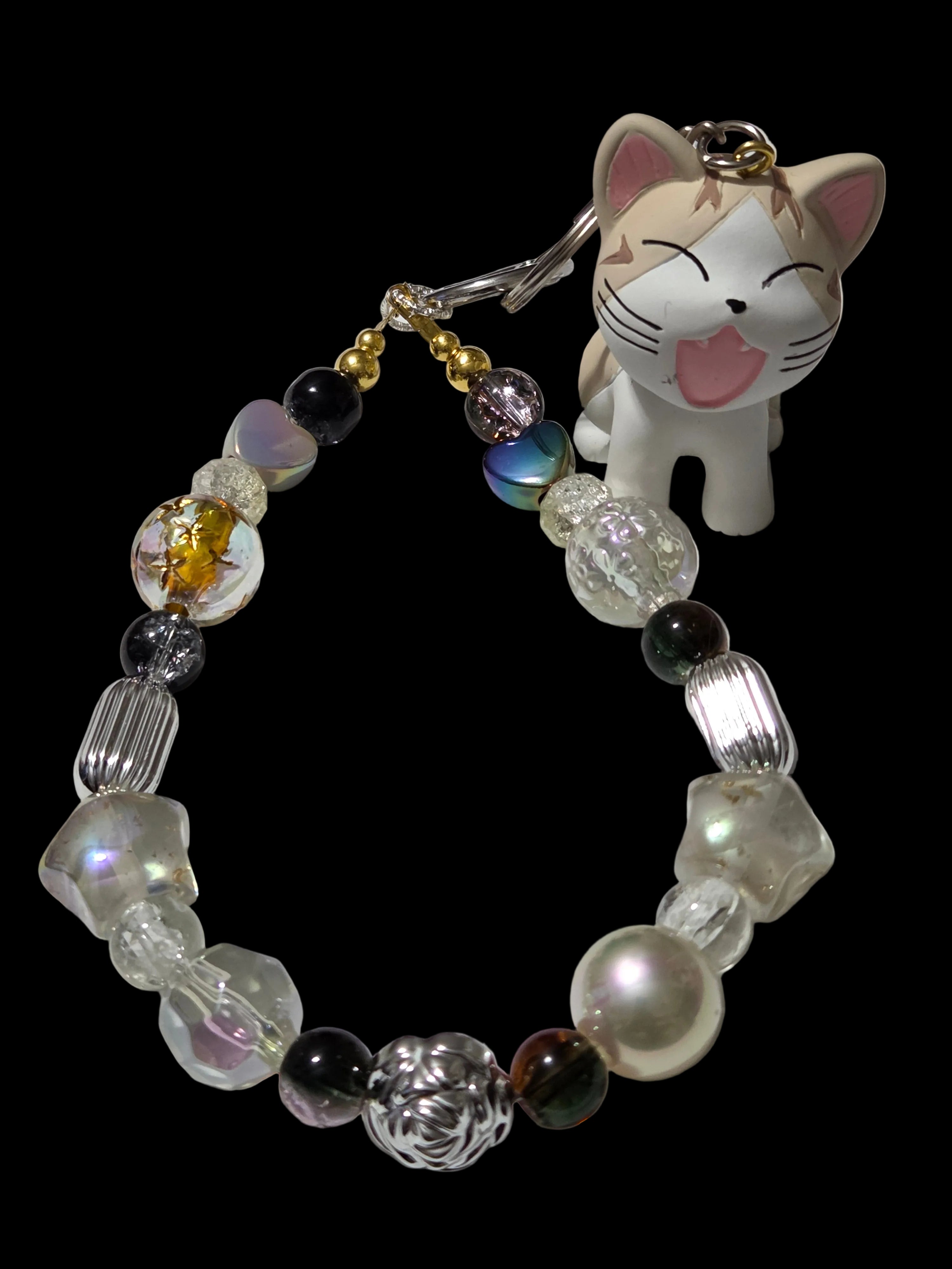 Black white and silver 3d figures Keychains