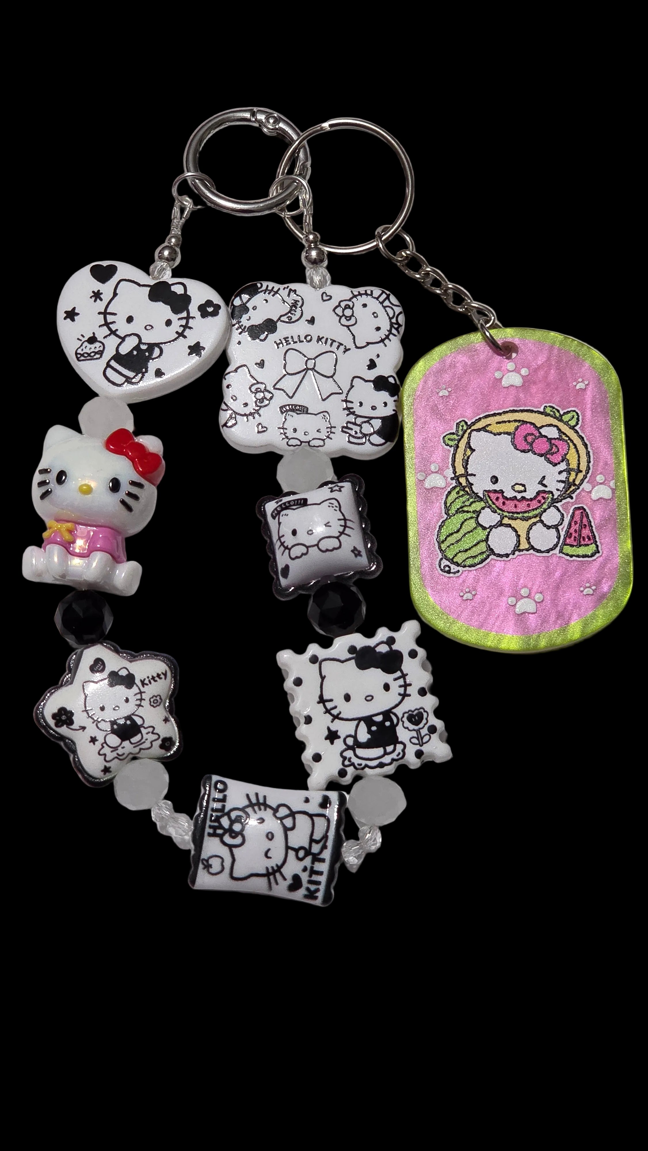 Black and white hello kitty Keychains