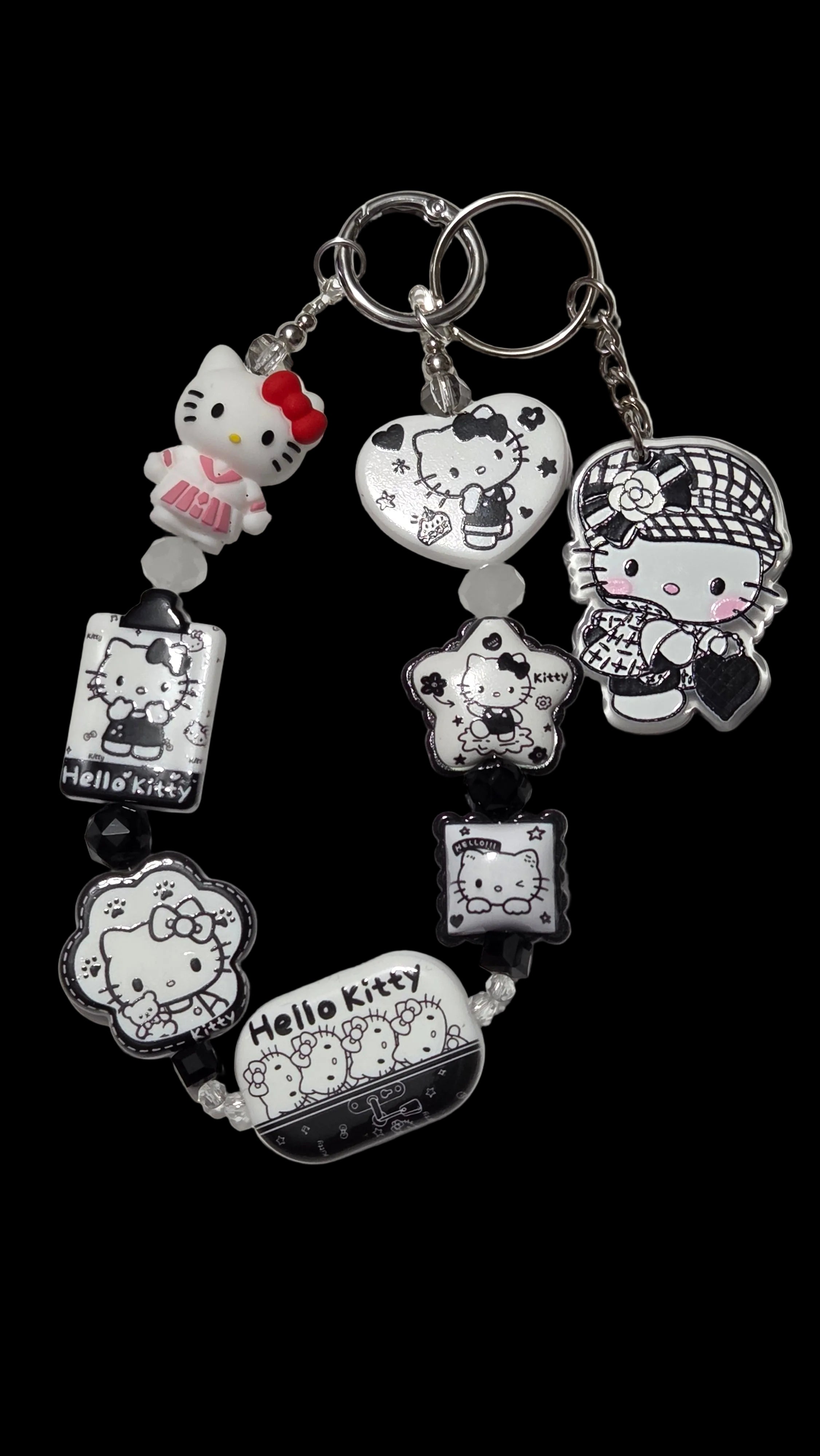 Black and white hello kitty Keychains