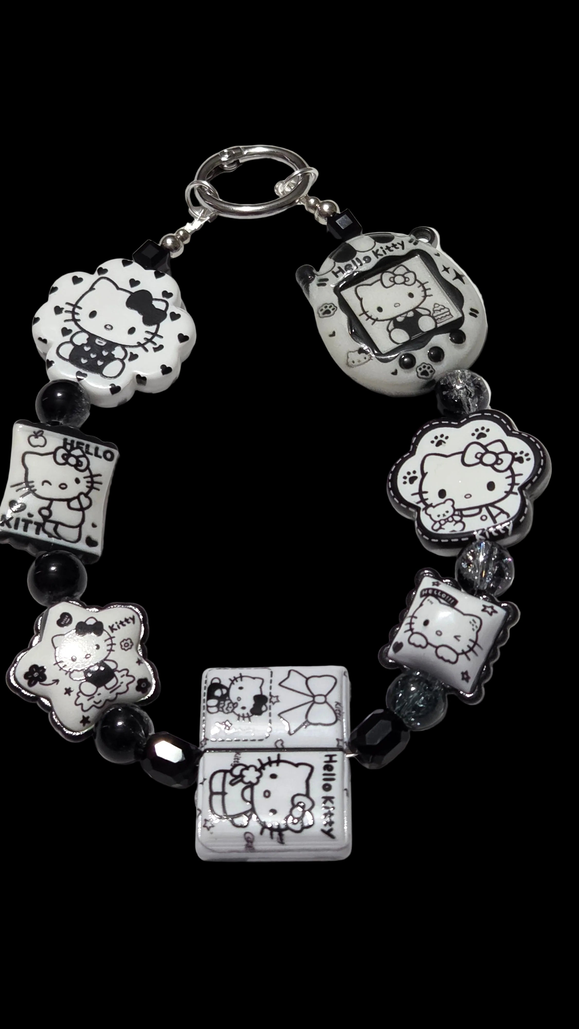Black and white hello kitty Keychains