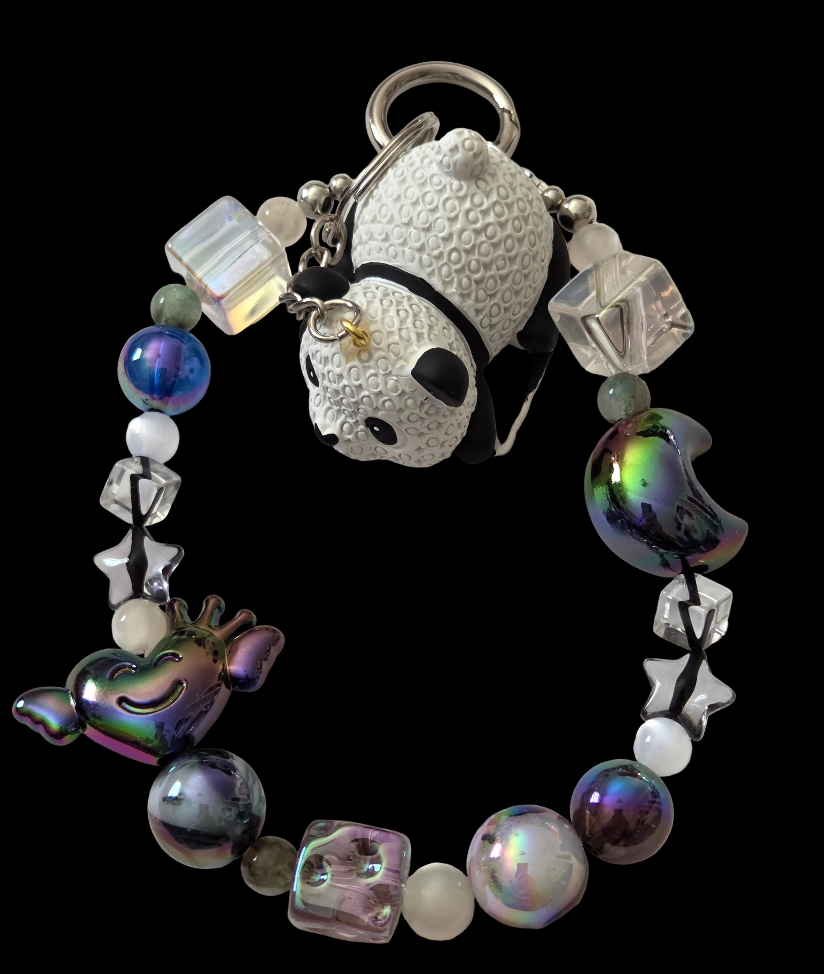 Black white and silver 3d figures Keychains