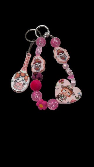 Black pink Beaded Keychains