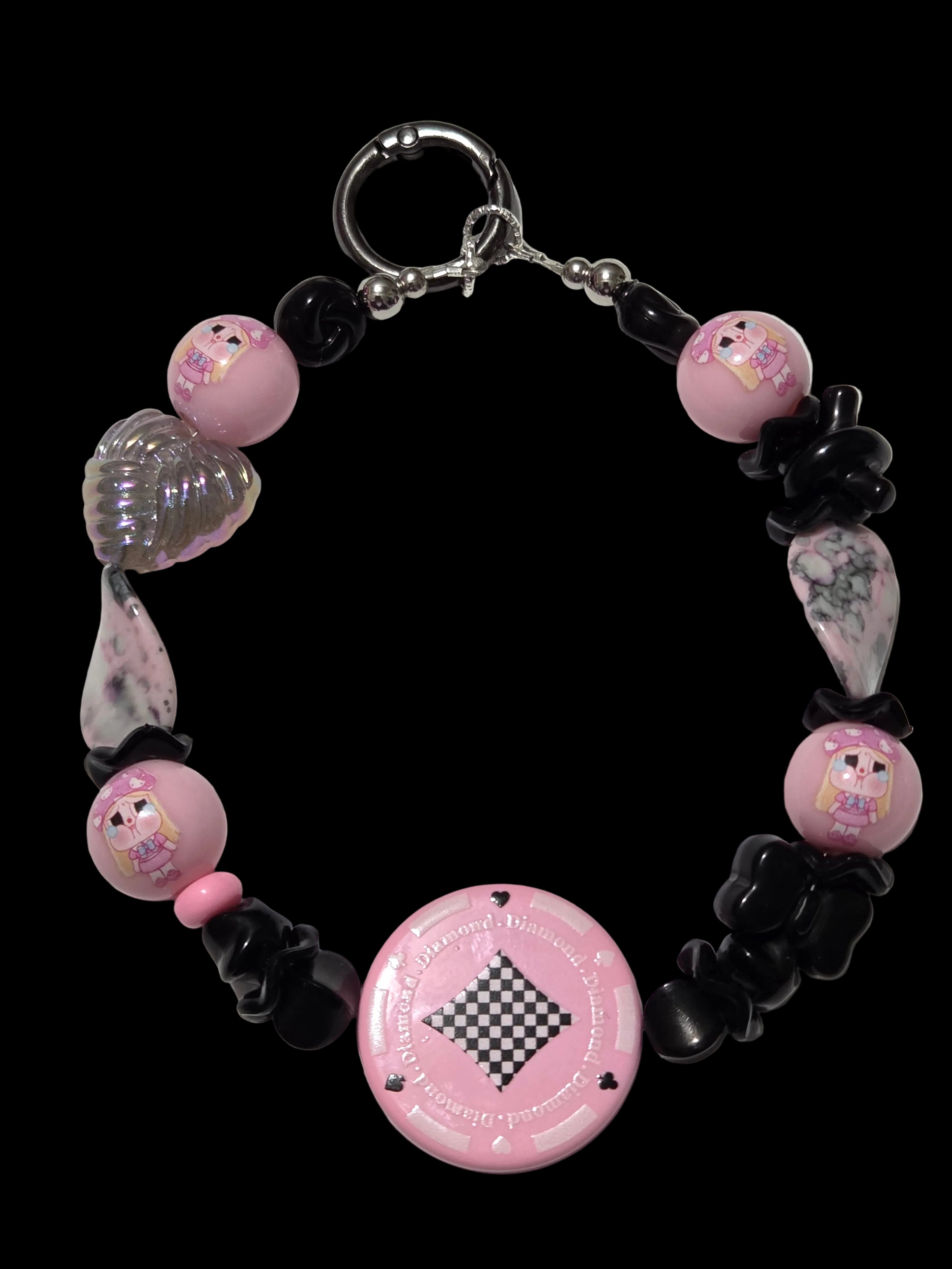 Black pink Beaded Keychains