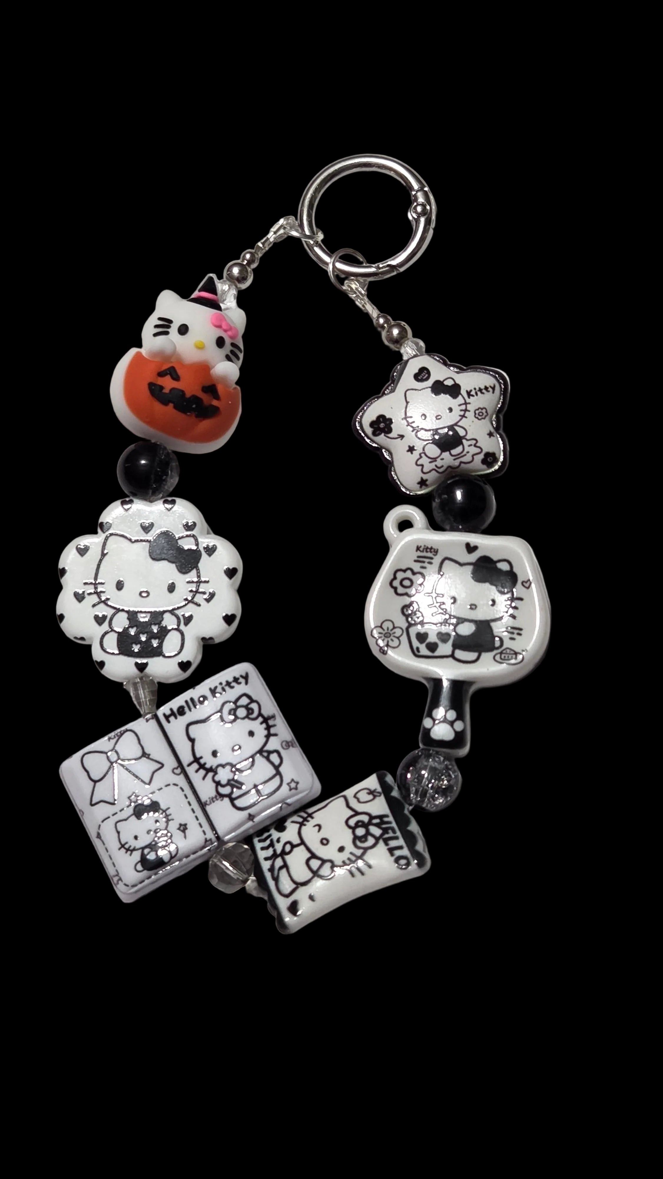 Black and white hello kitty Keychains