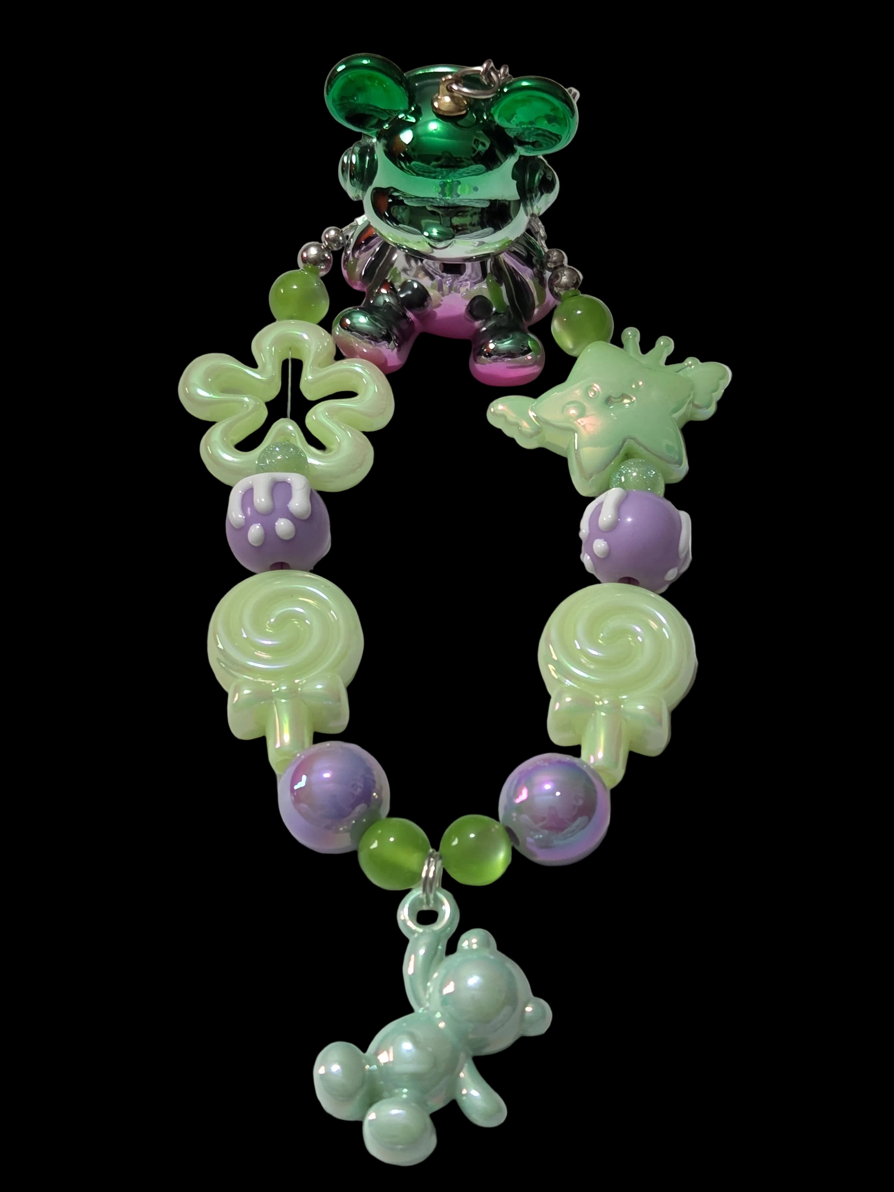 Red and green 3 d figure Keychains