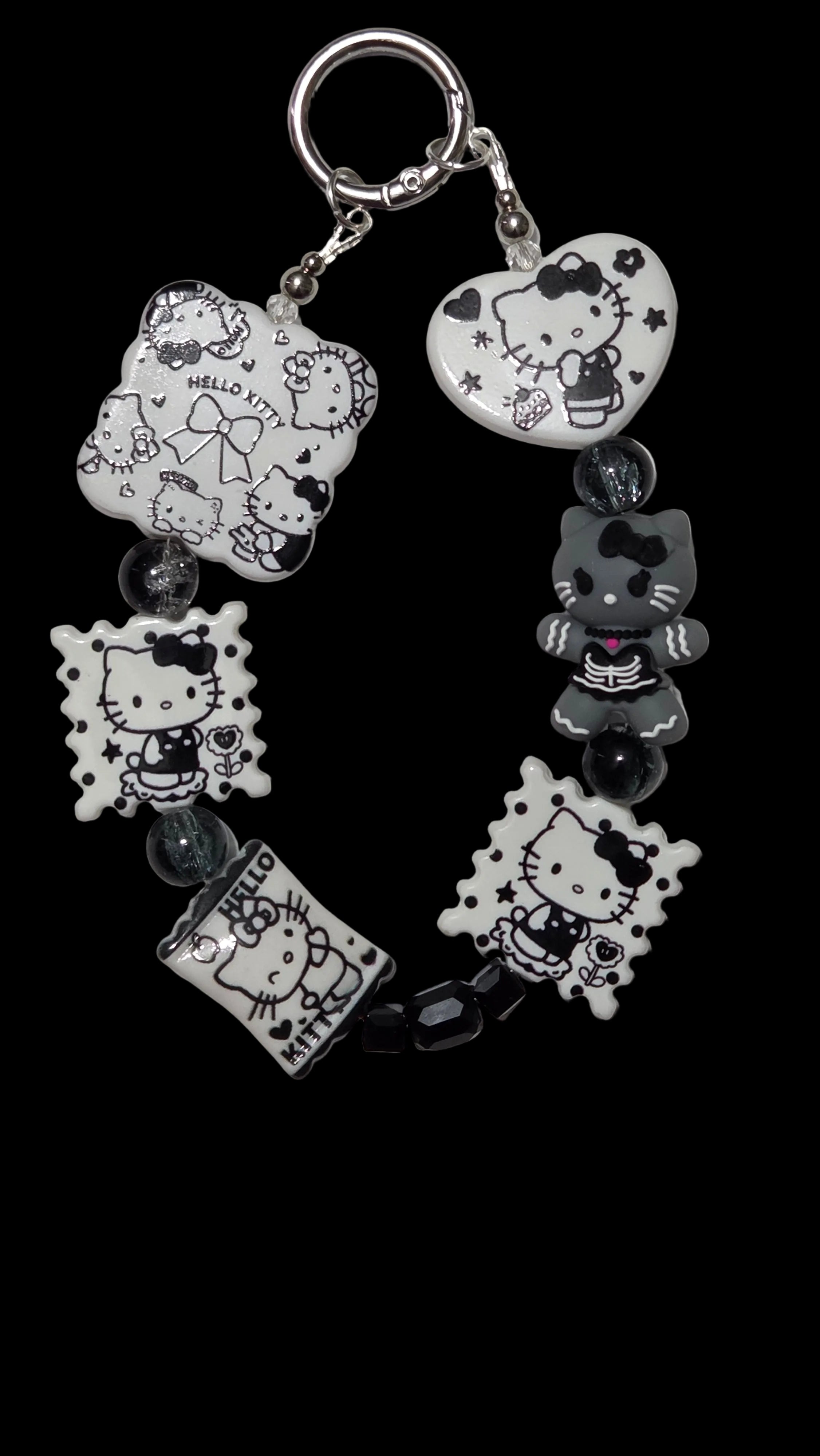 Black and white hello kitty Keychains