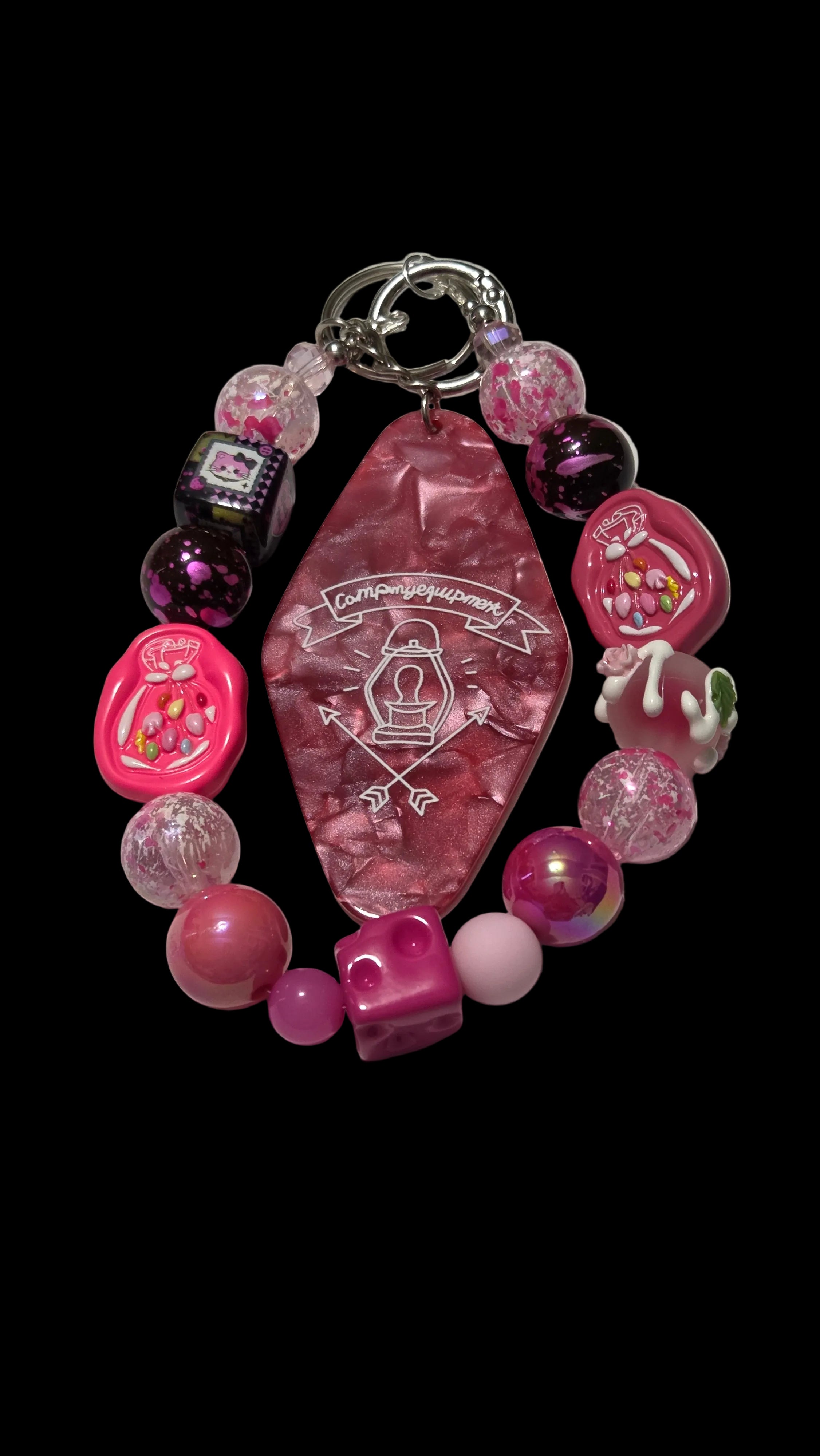 Black pink Beaded Keychains