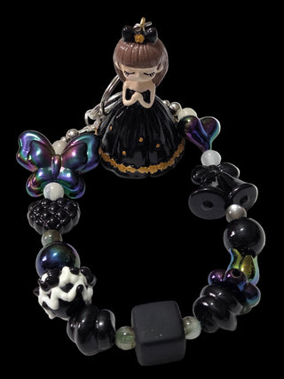 Black white and silver 3d figures Keychains