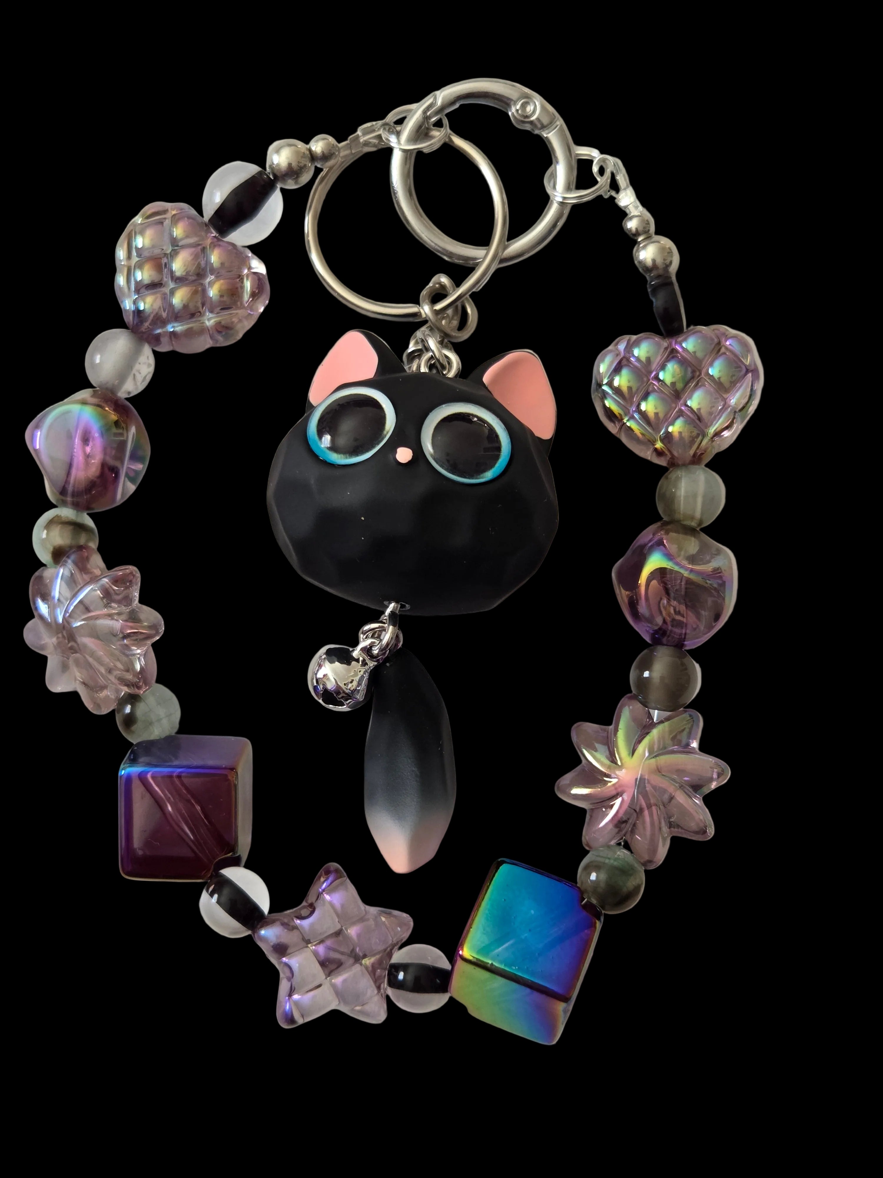 Black white and silver 3d figures Keychains