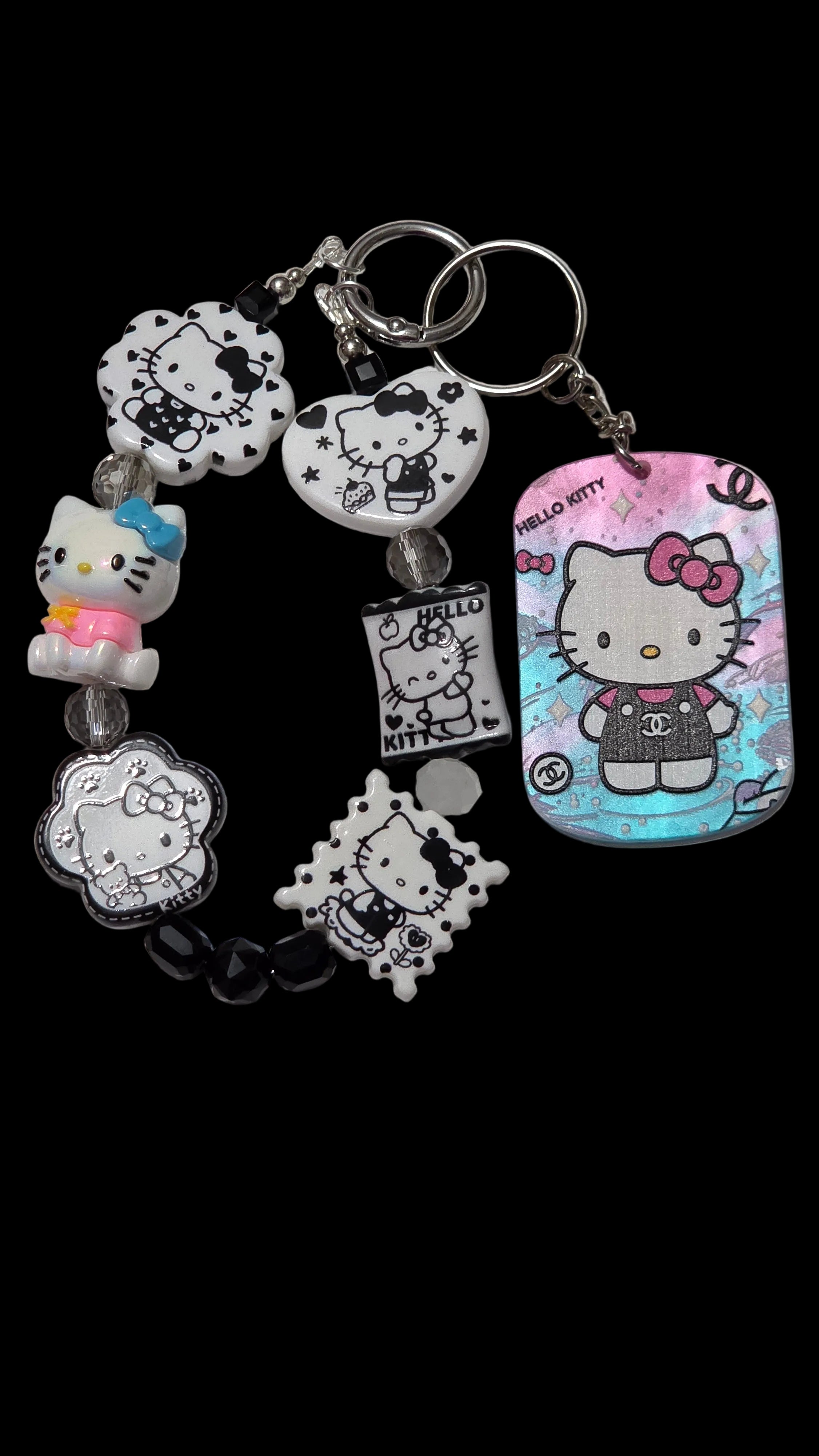 Black and white hello kitty Keychains