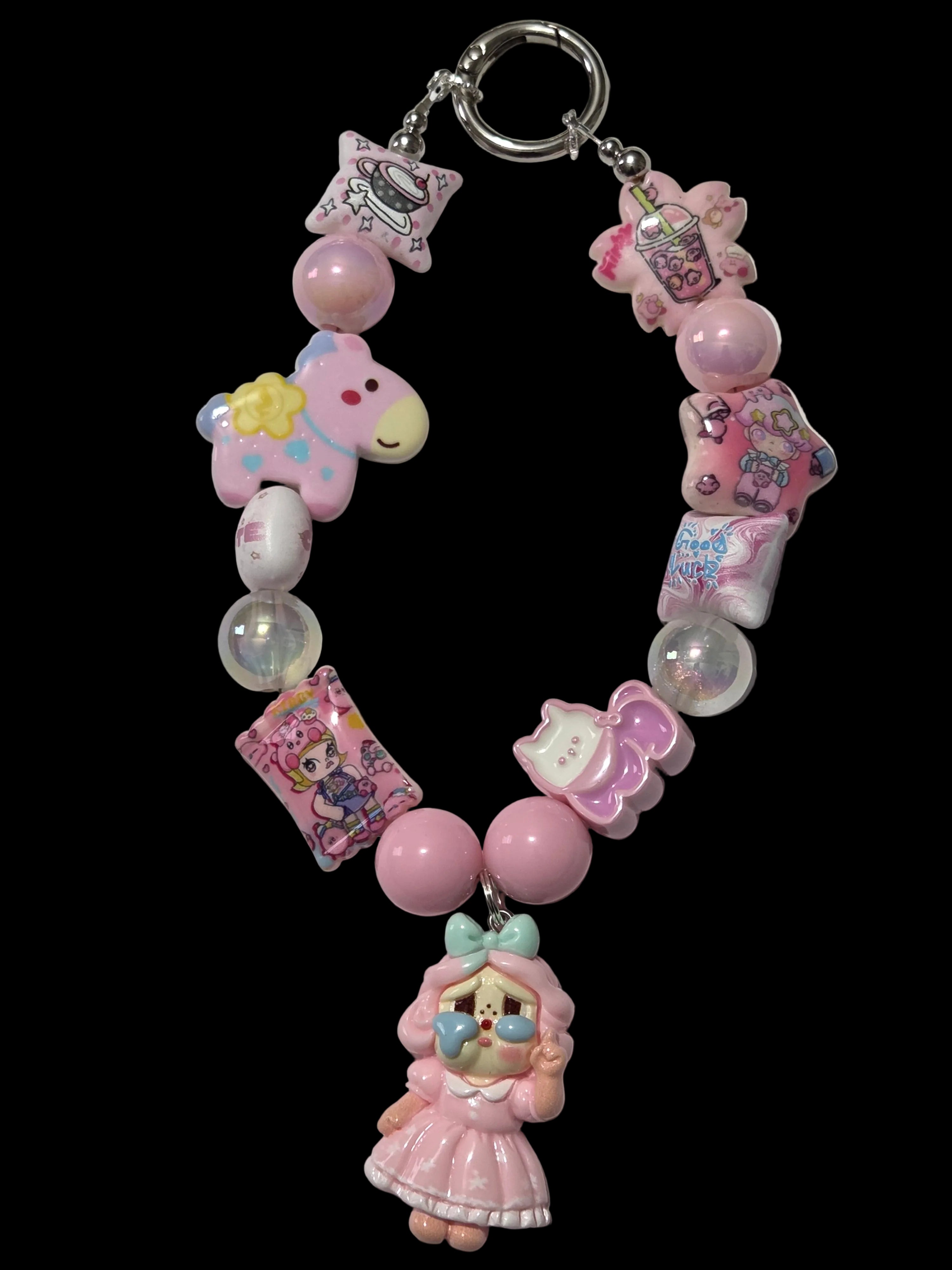 Black pink Beaded Keychains