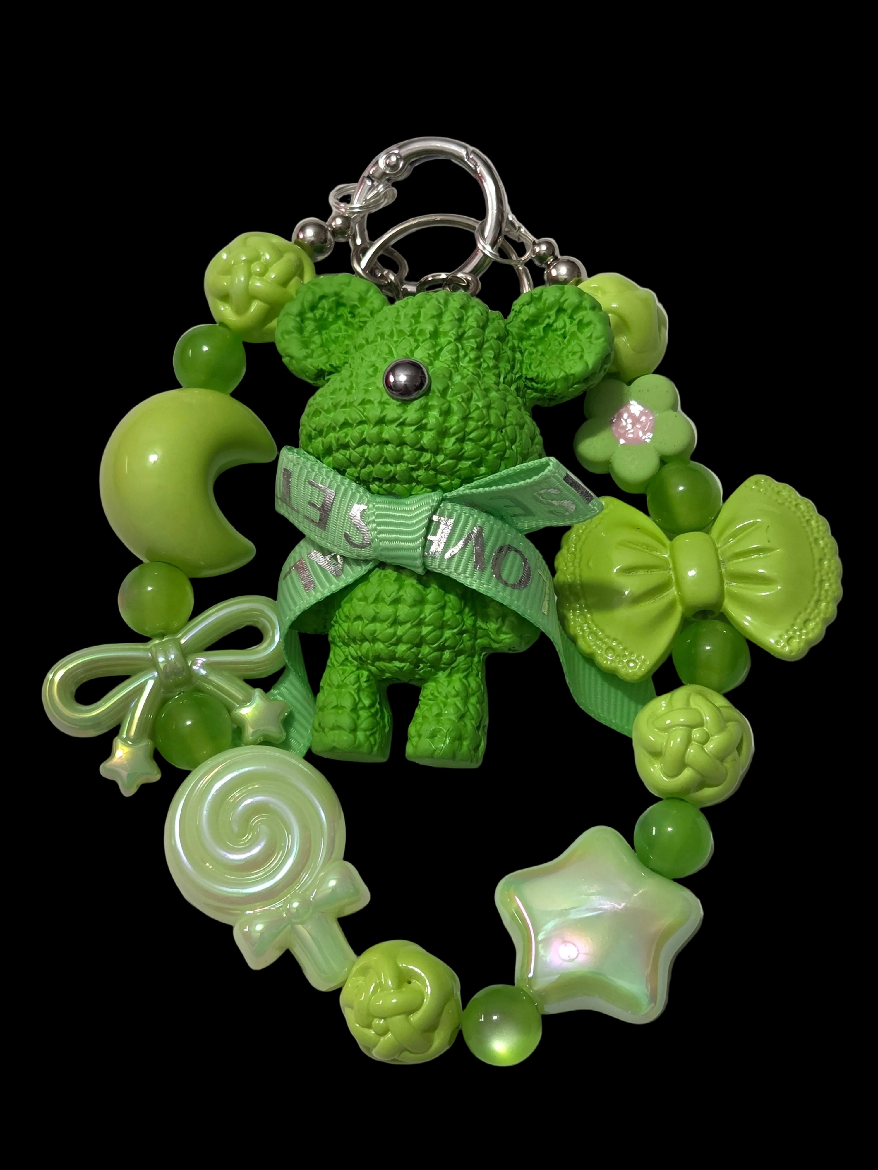 Red and green 3 d figure Keychains