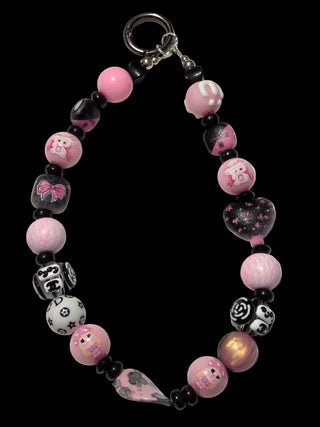Black pink Beaded Keychains