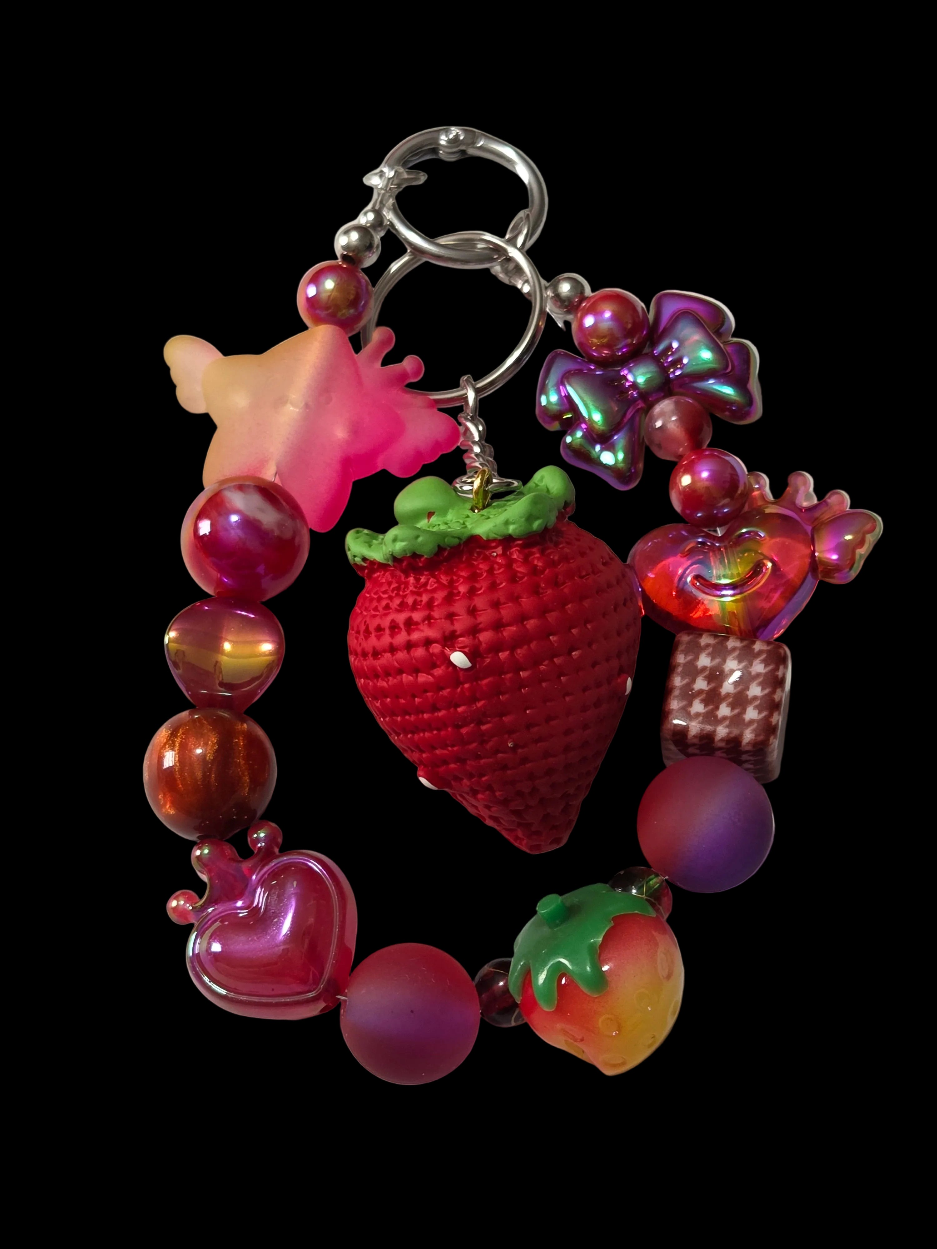Red and green 3 d figure Keychains