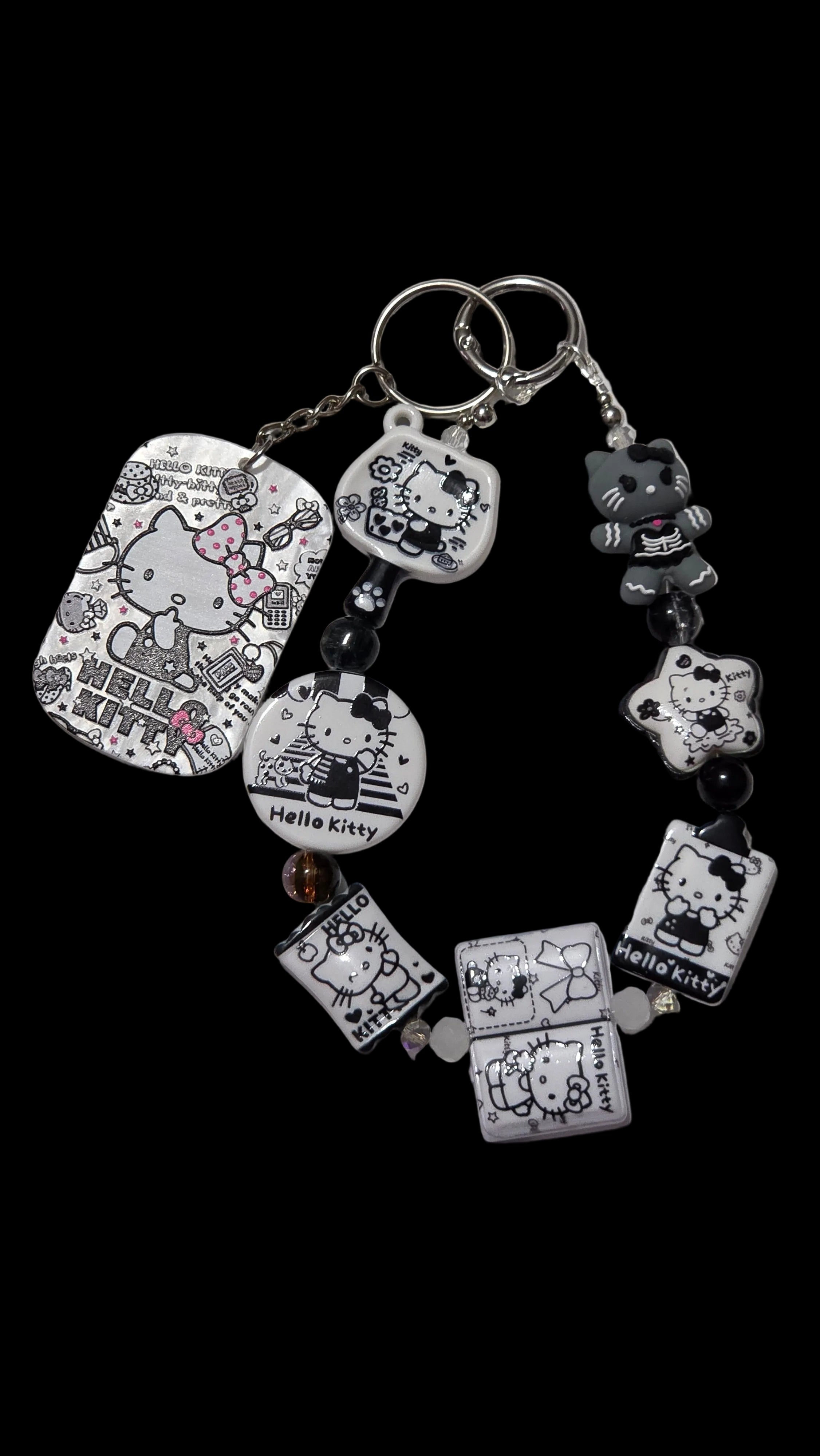 Black and white hello kitty Keychains