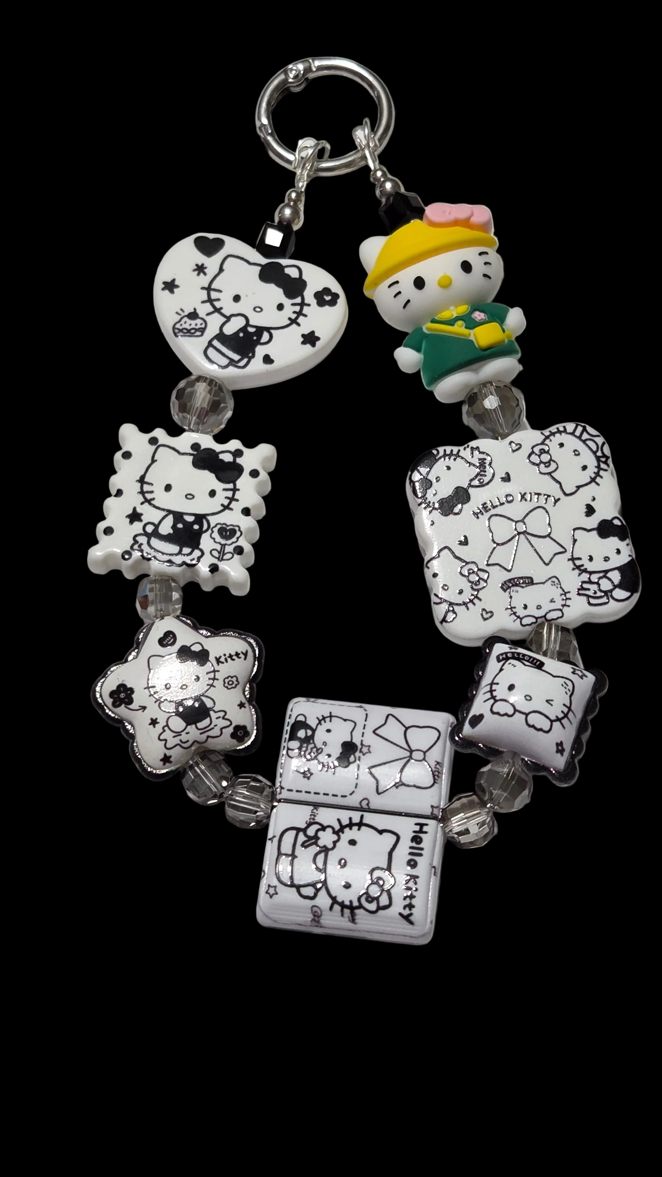 Black and white hello kitty Keychains