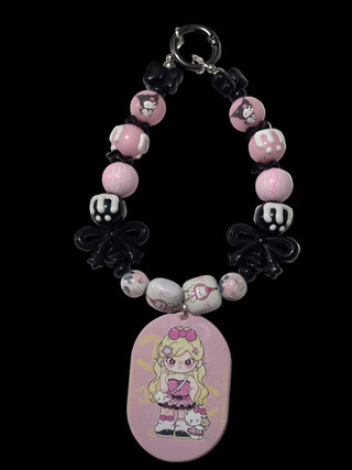 Black pink Beaded Keychains