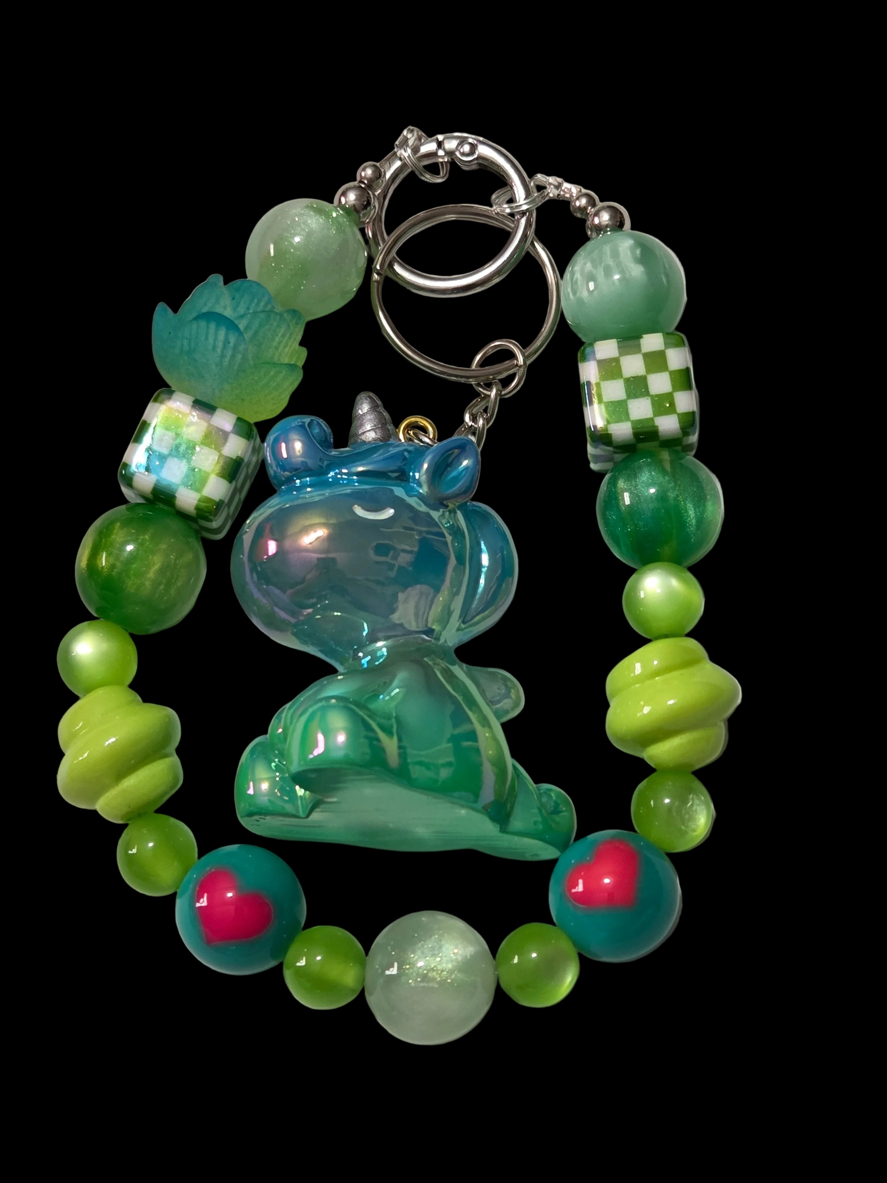 Red and green 3 d figure Keychains