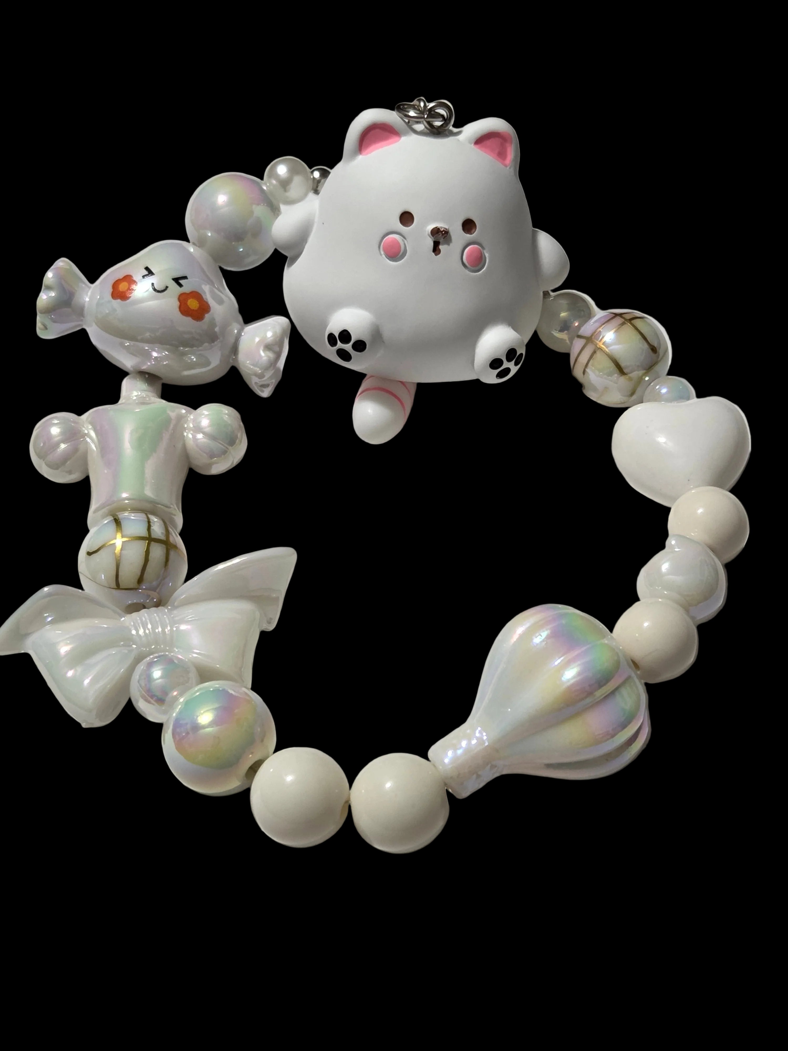 Black white and silver 3d figures Keychains