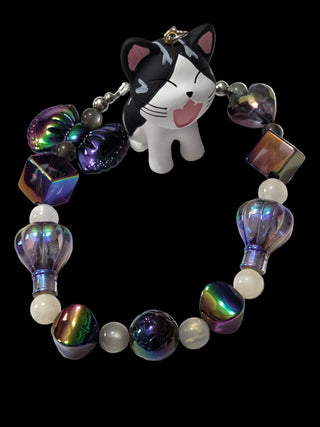 Black white and silver 3d figures Keychains