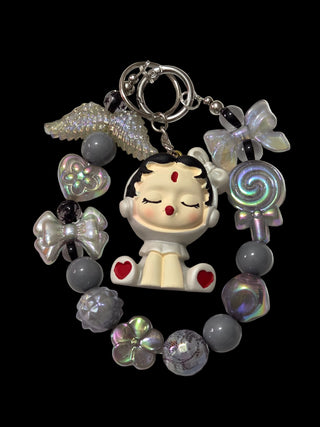 Black white and silver 3d figures Keychains