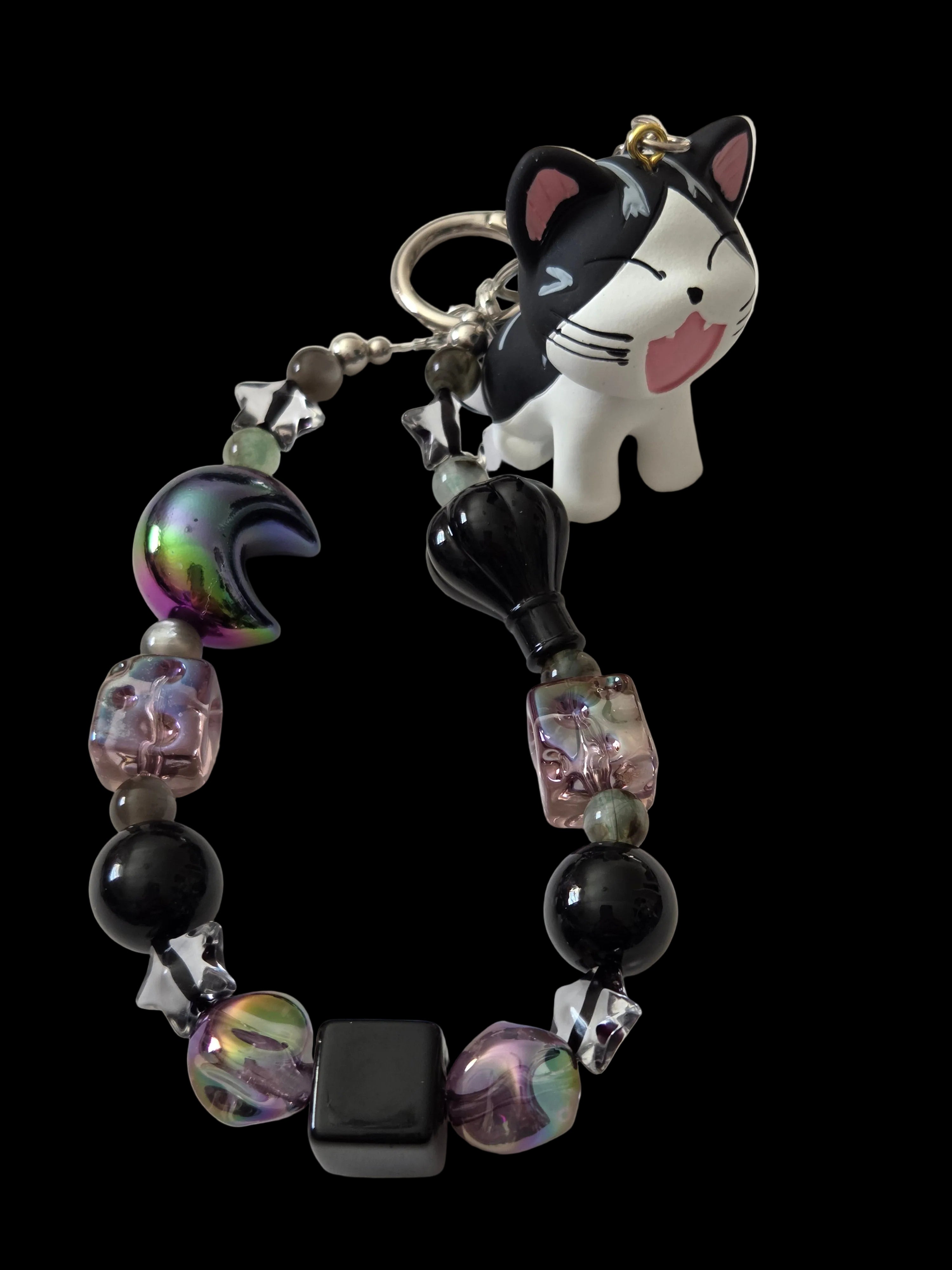 Black white and silver 3d figures Keychains