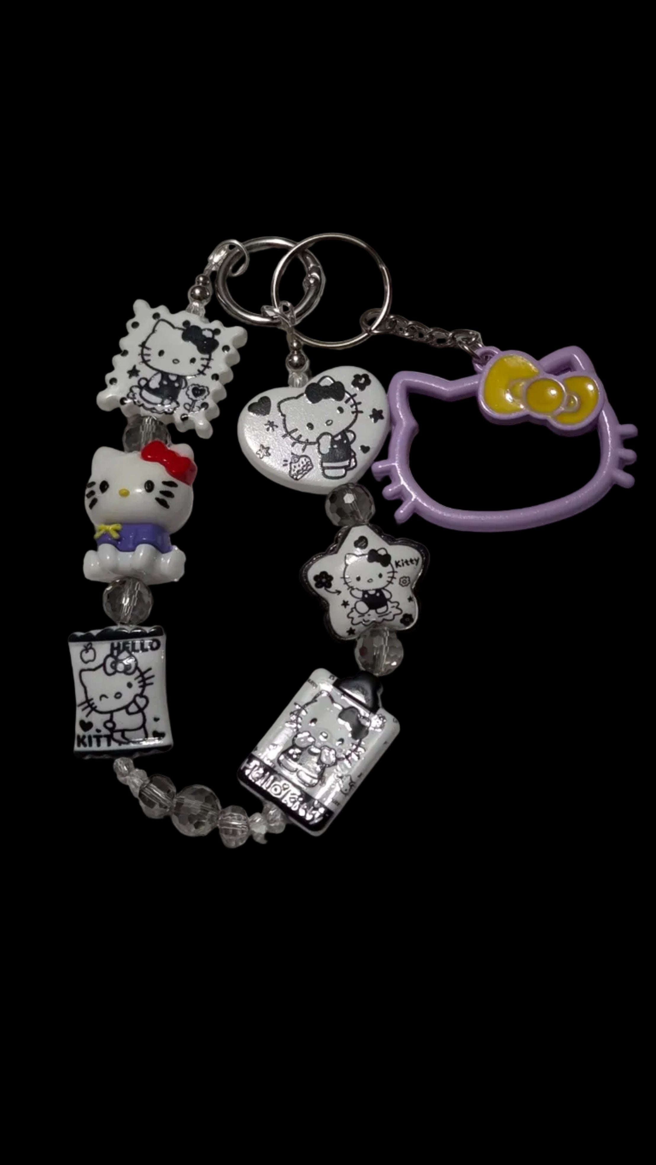 Black and white hello kitty Keychains