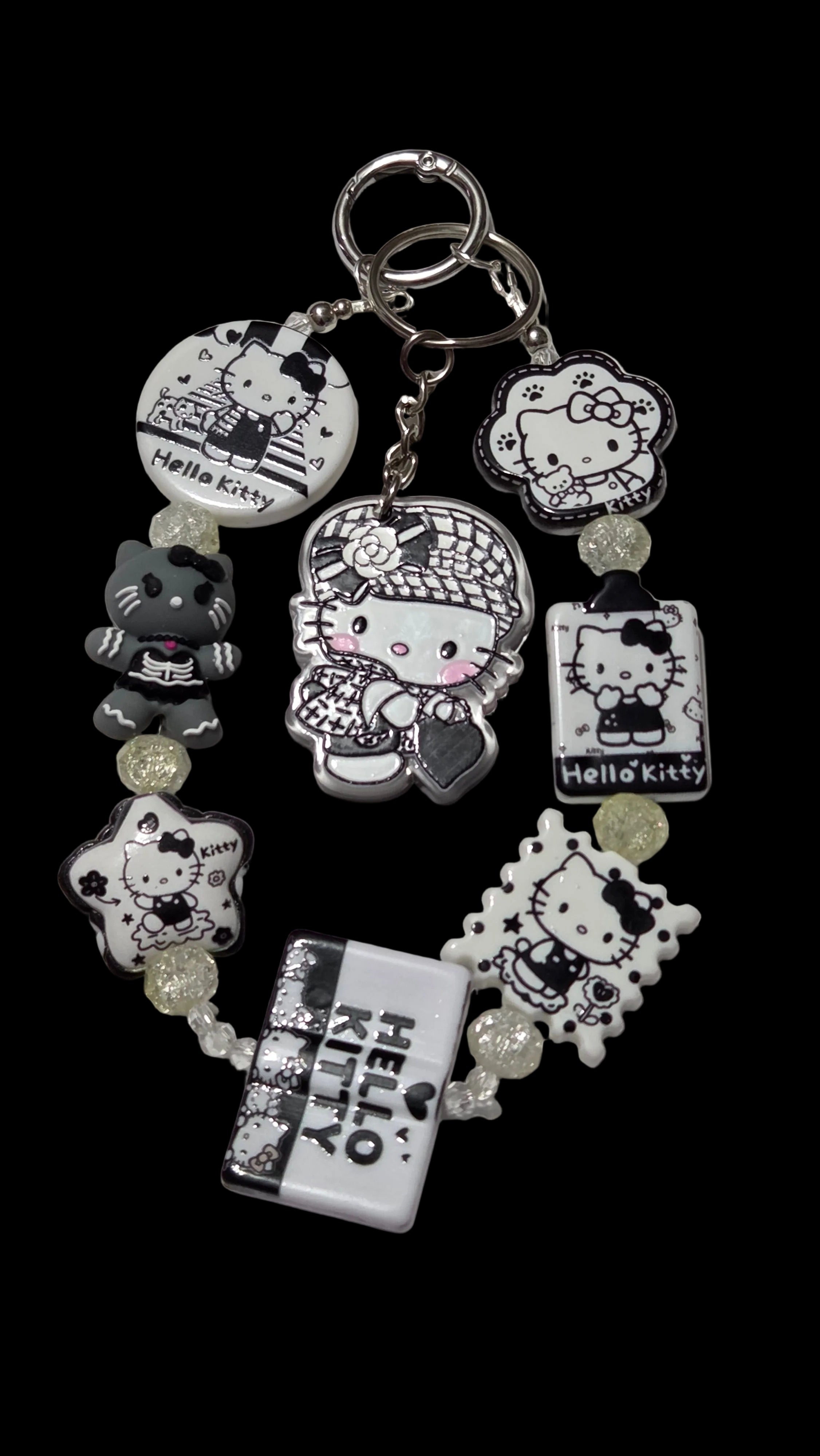 Black and white hello kitty Keychains