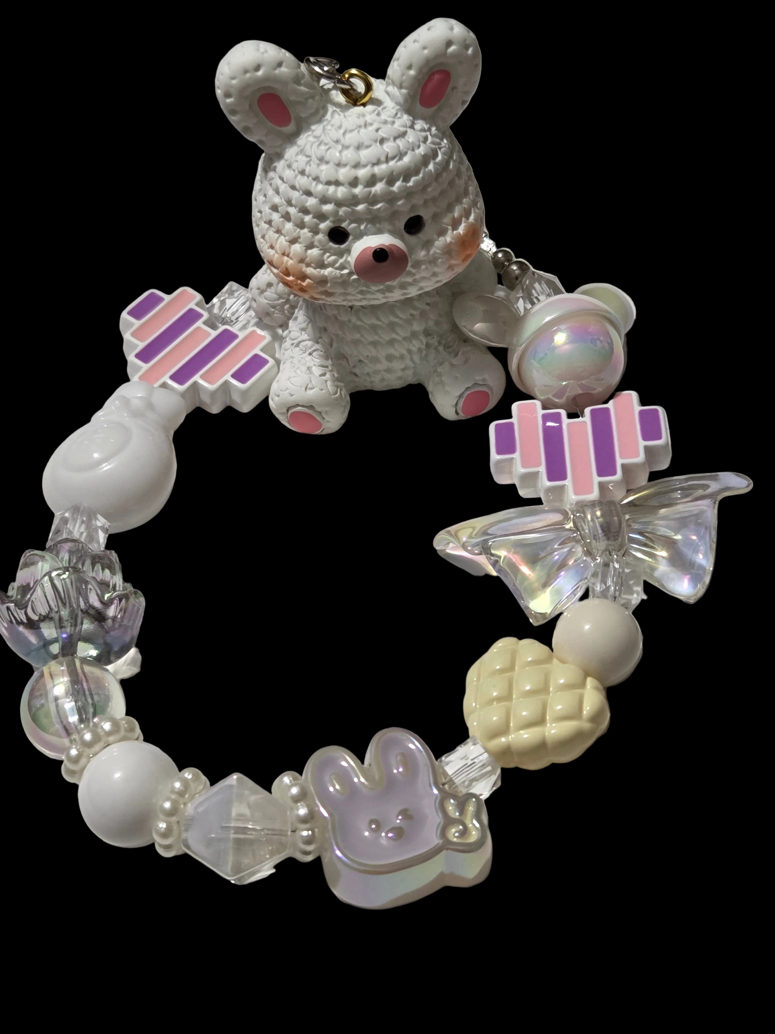 Black white and silver 3d figures Keychains