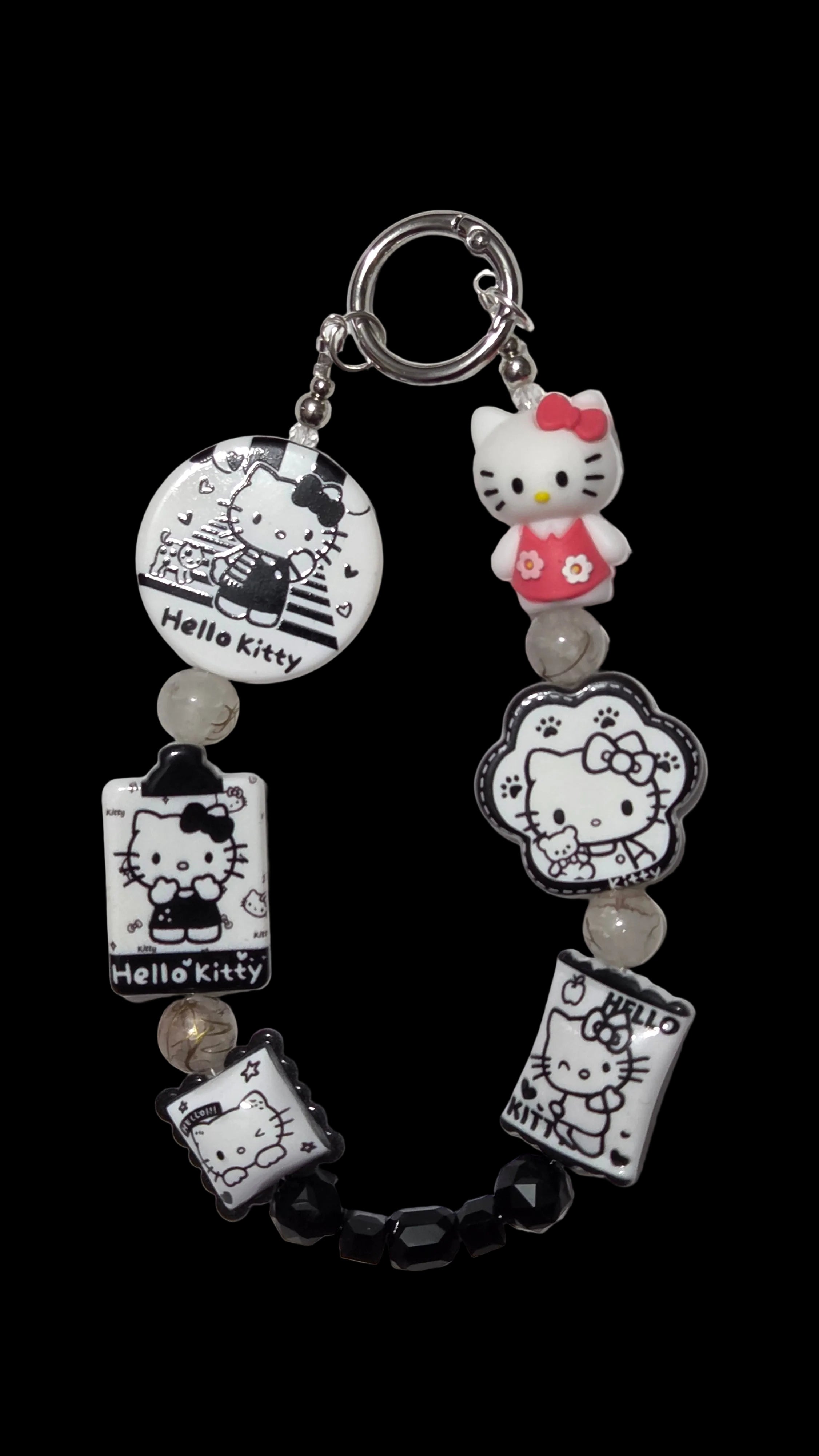 Black and white hello kitty Keychains