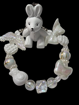 Black white and silver 3d figures Keychains