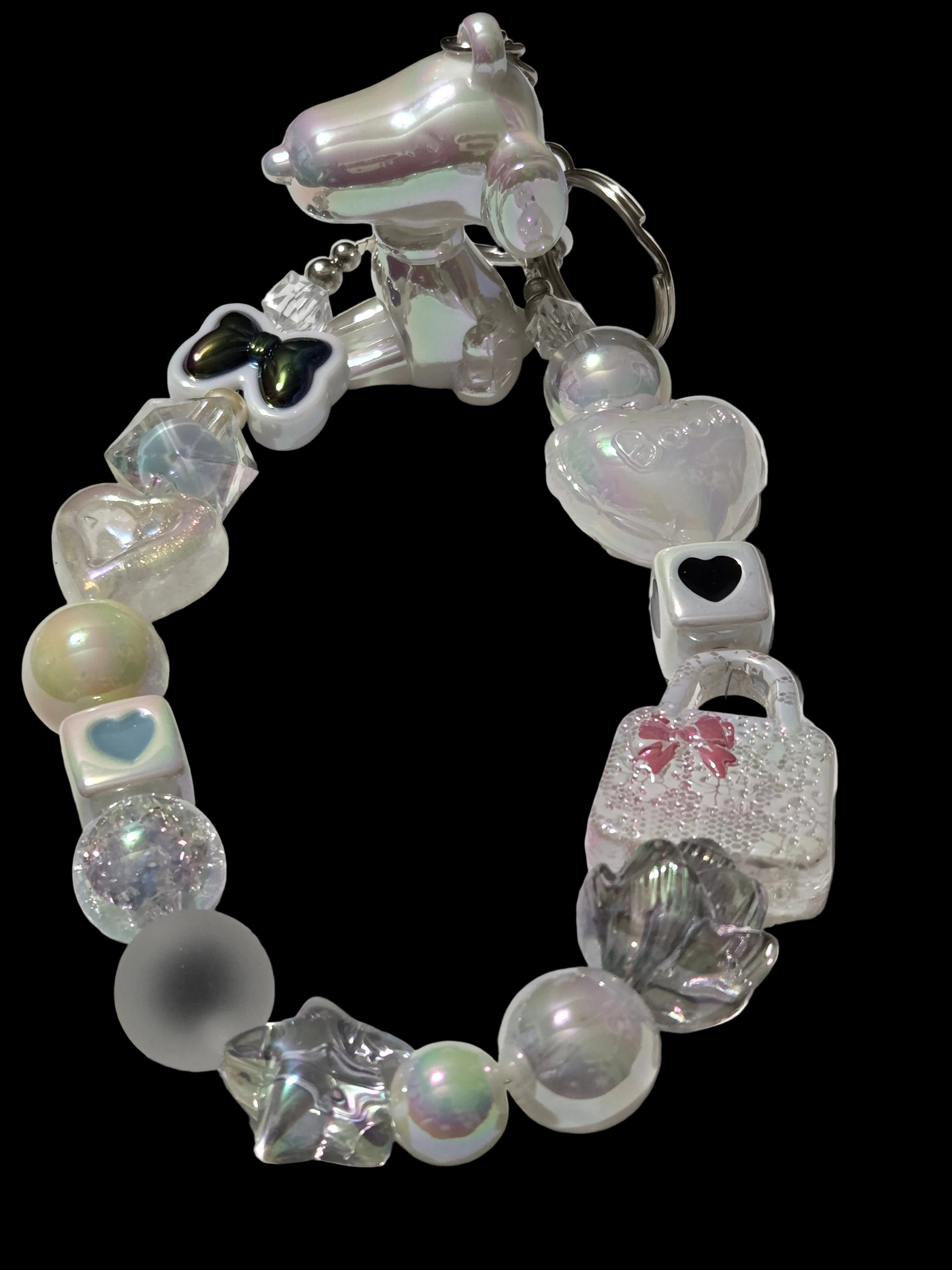 Black white and silver 3d figures Keychains