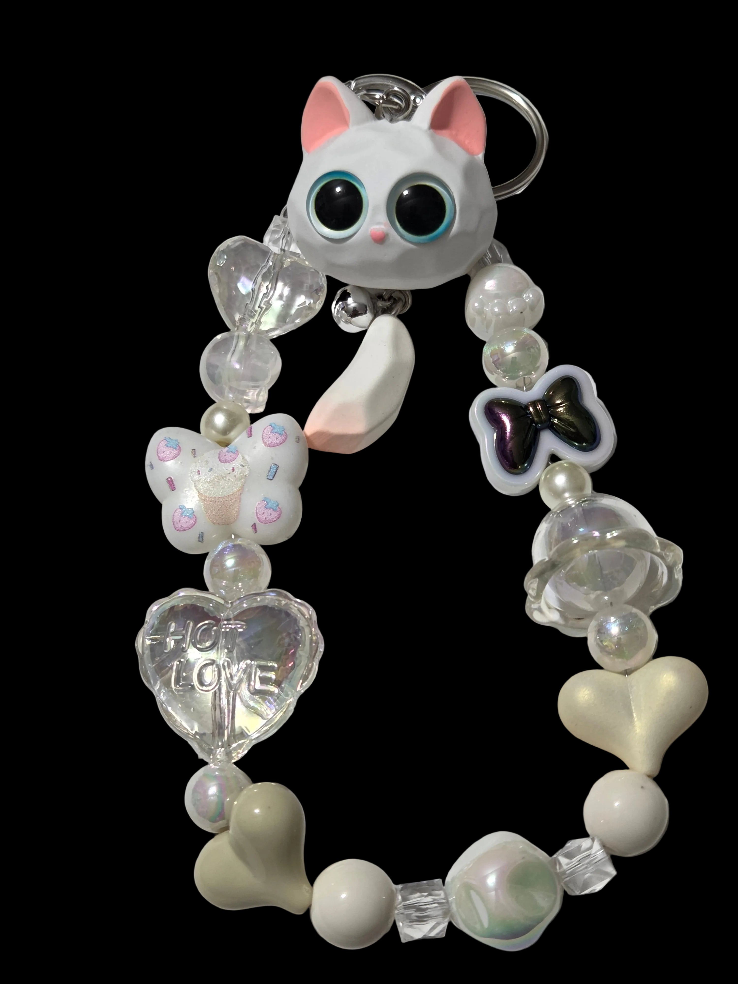 Black white and silver 3d figures Keychains