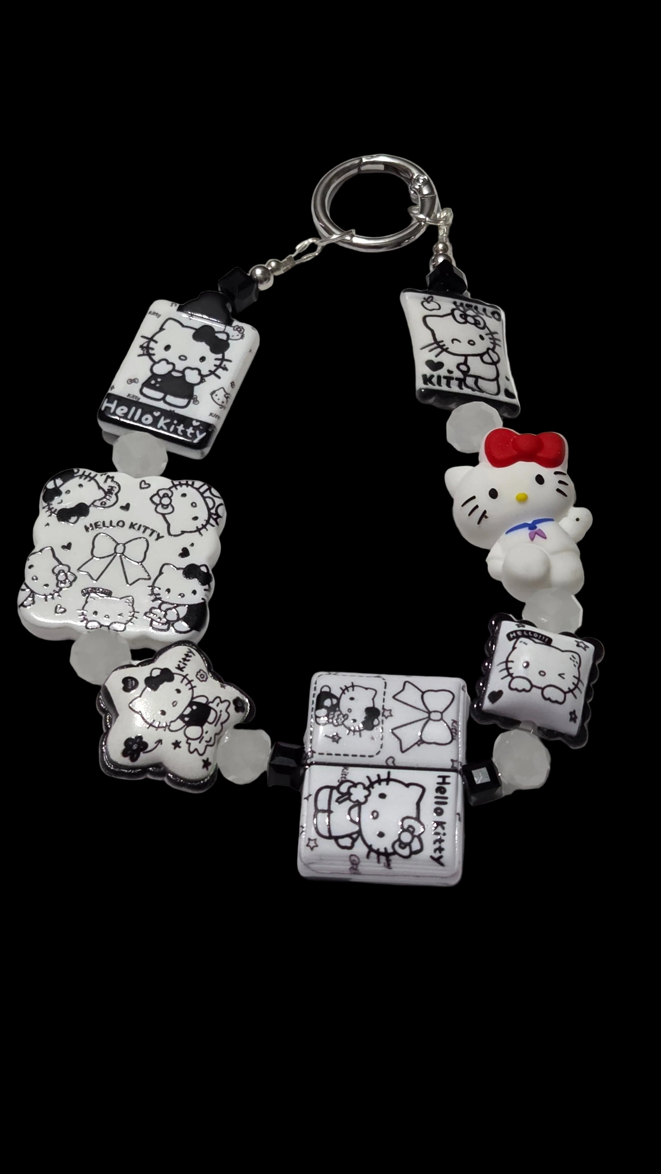Black and white hello kitty Keychains